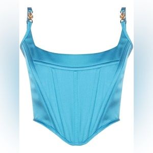 NWT Versace Medusa Motif Corset Bustier Top Size XS US 2 / IT 38 in Light Blue